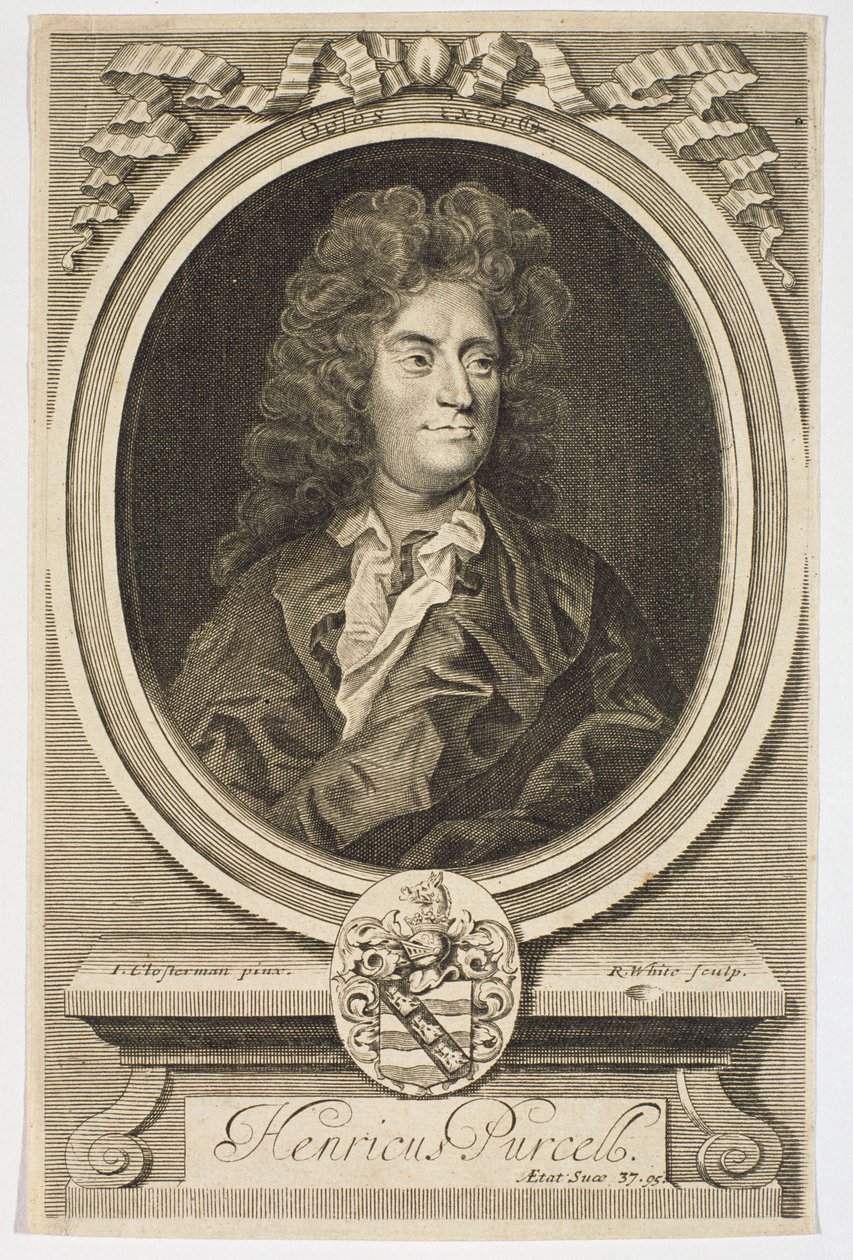 Portrett av Henry Purcell (1659-1695) gravert av Robert White (1645-1703) av Johann Closterman