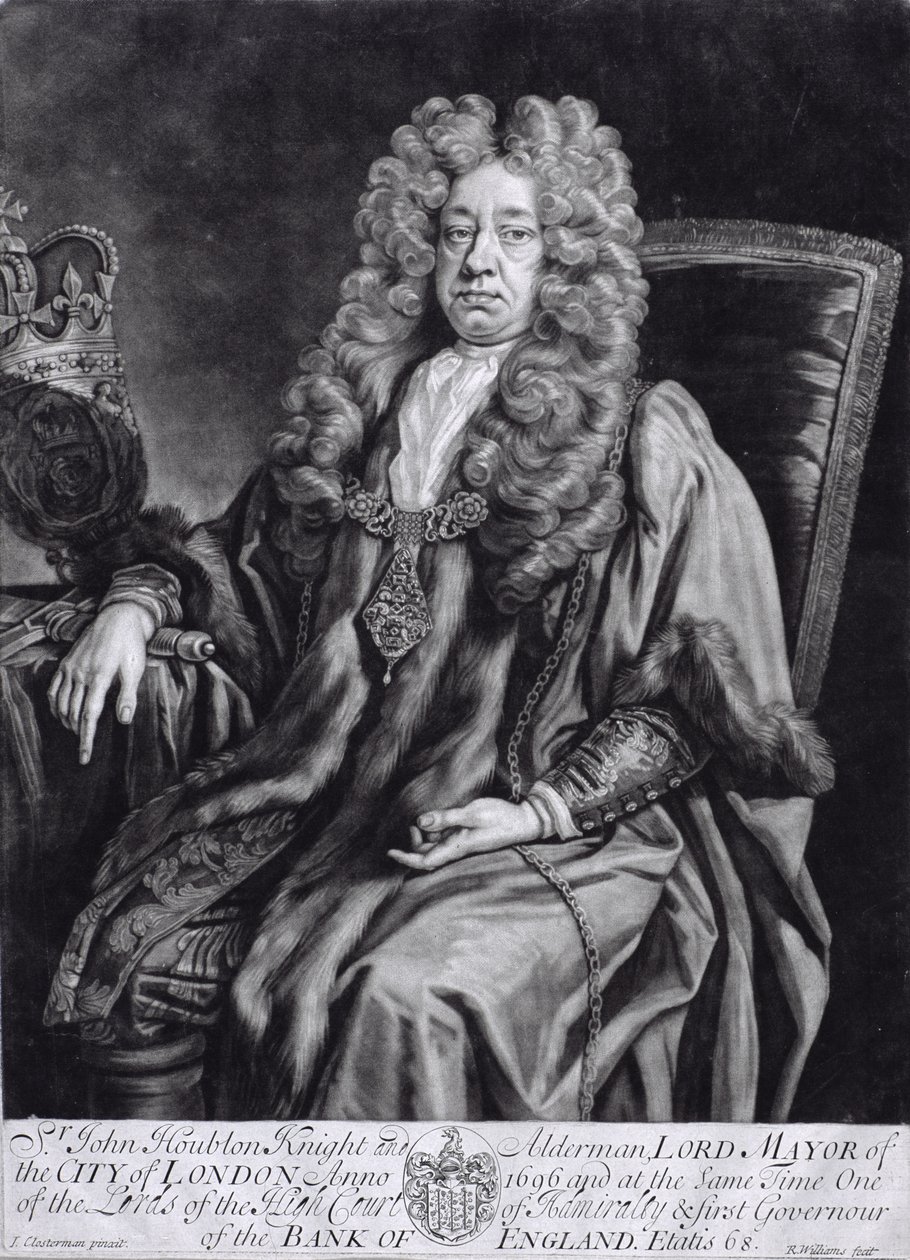 Sir John Houblon (1632-1711) gravert av R. Williams av Johann Closterman
