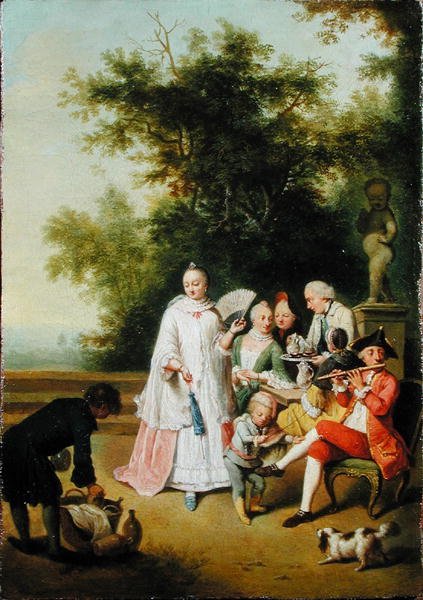 A Fete Champetre on a Terrace (olje på lerret) av Johann Conrad Seekatz
