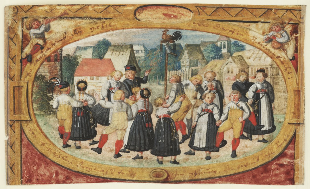 Miniatyr av et barnespill: barn som danser rundt hanen av Johann Daniel Schmied