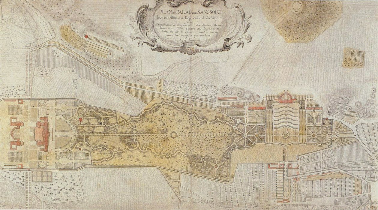 Plan for Frederician Park of Sanssouci i Potsdam, 1772 av Johann David Schleuen