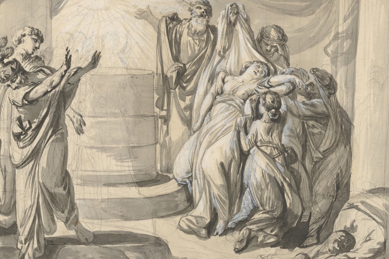 An Antique Sacrificial Scene, verso: Sketch of a Group of People, 1779 . av Johann Eleazar Schenau