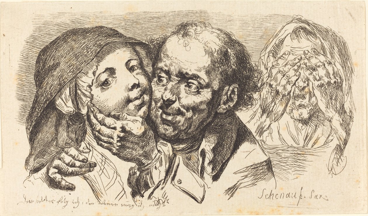 Ung kvinne omfavnet av en eldre mann av Johann Eleazar Schenau