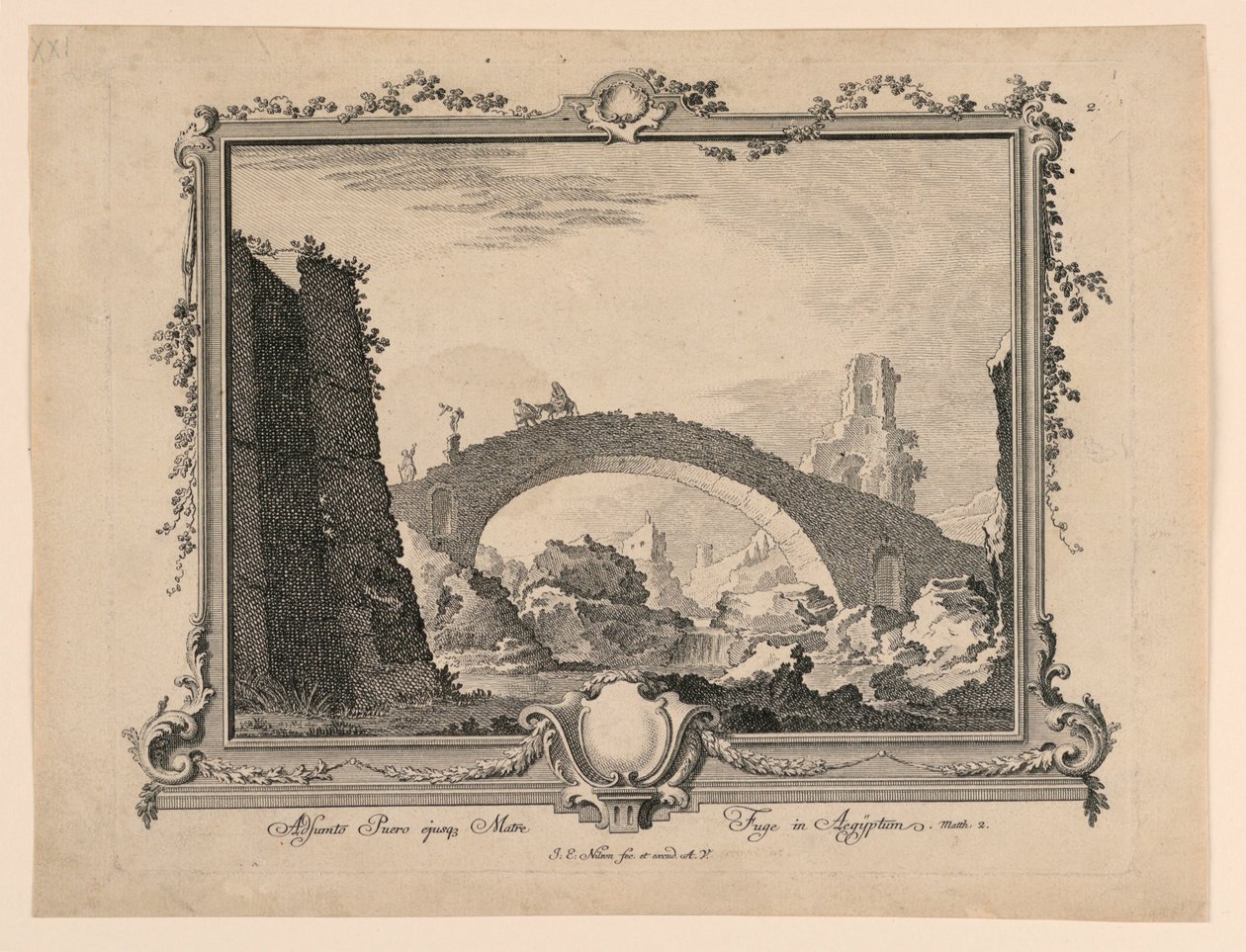 Ta barnet med moren og flykt til Egypt av Johann Esaias Nilson