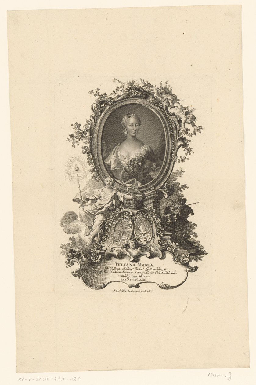 Portrett Juliana Maria av Schleswig Hollsteyn av Johann Esaias Nilson