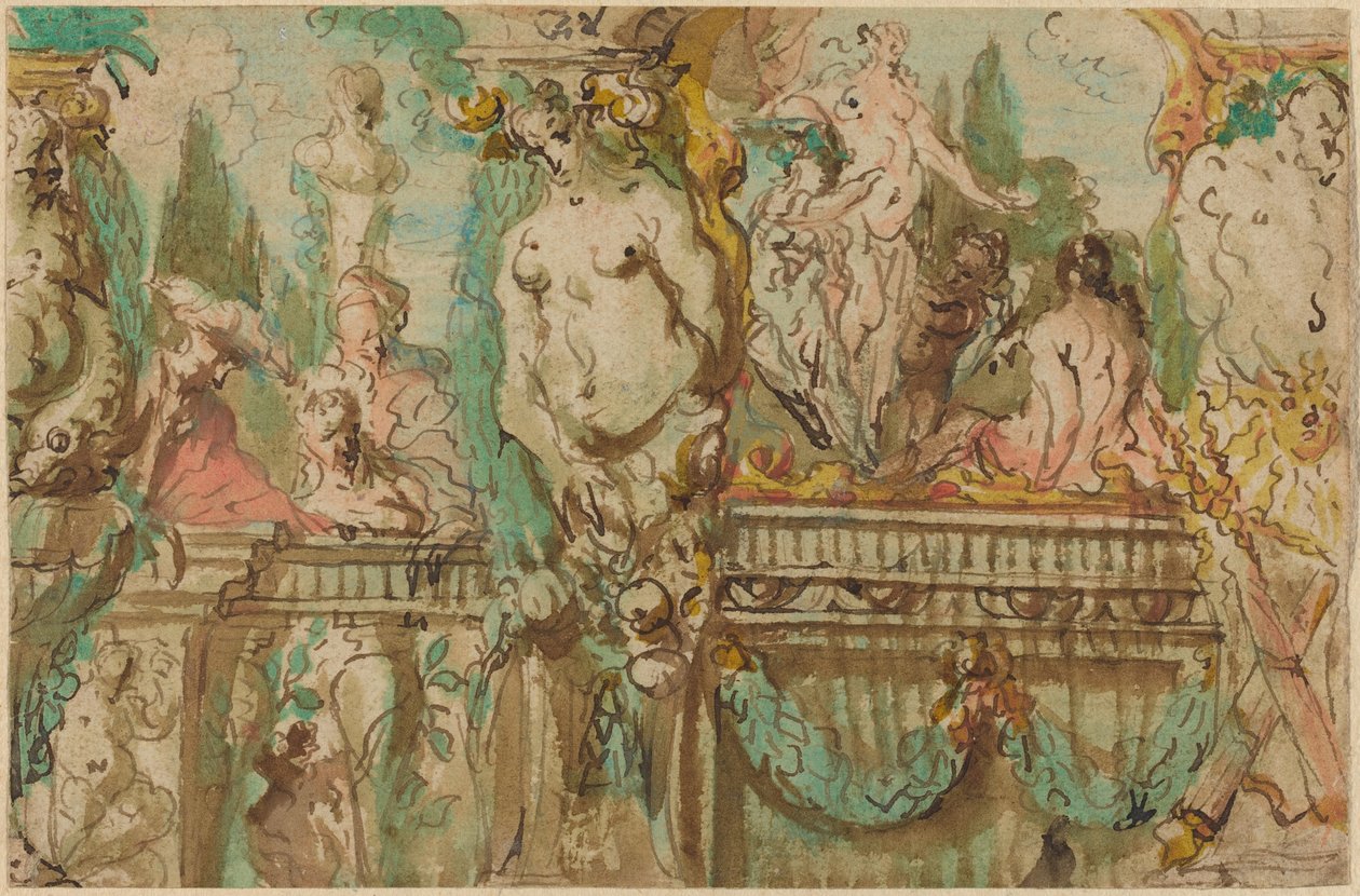 Et takdesign med allegoriske figurer av Johann Evangelist Holzer