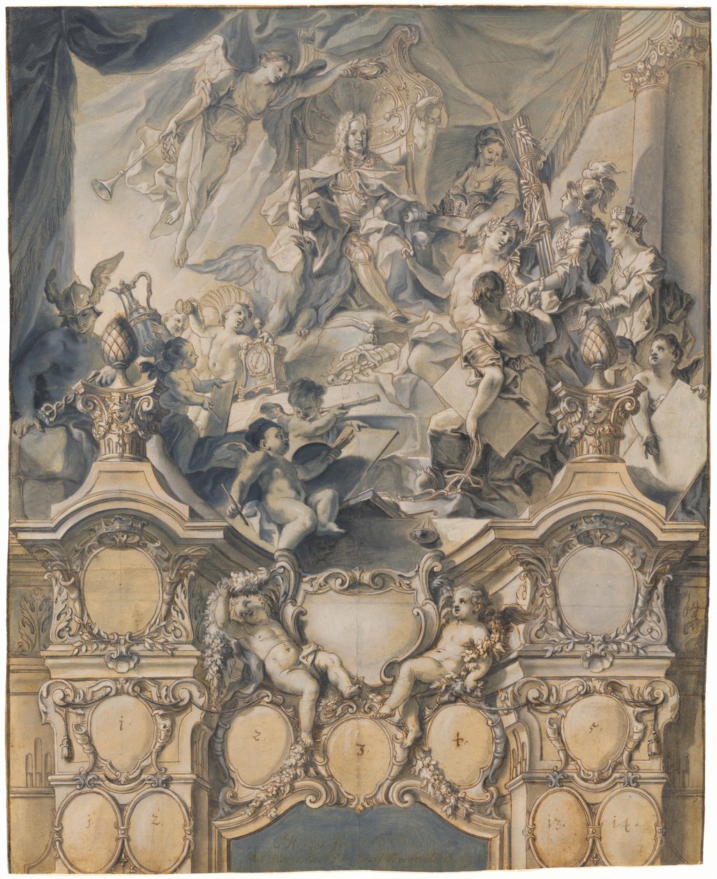 Kunstene og maktene hyller keiser Charles VI av Johann Evangelist Holzer