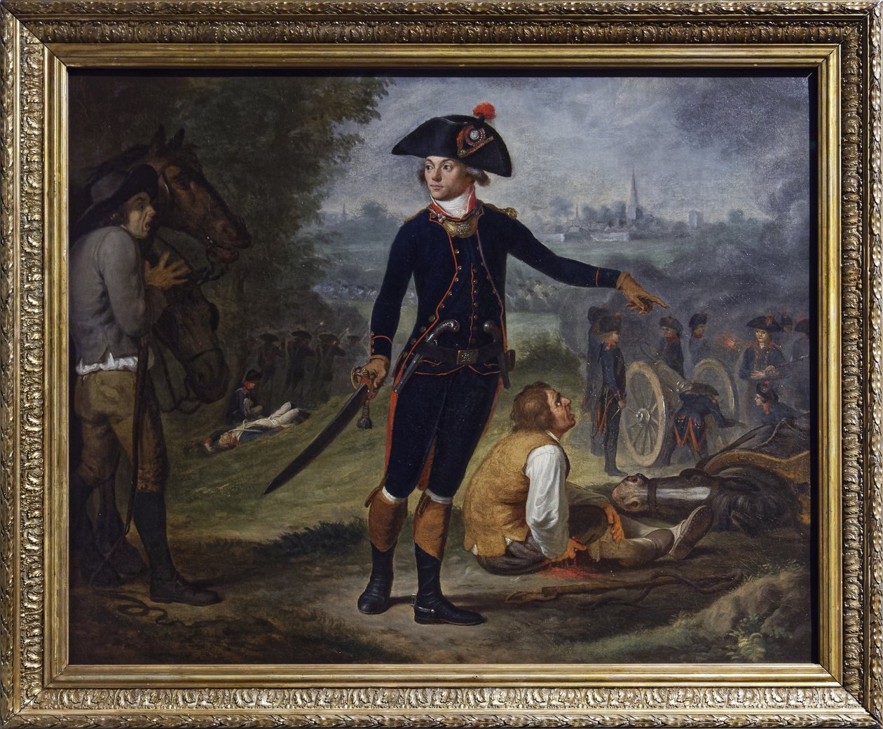 Artillerioffiser i beleiringen av en by, ca. 1795 (olje på lerret) av Johann Friedrich (after) Dryander