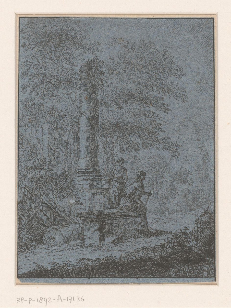 Landskap med ruiner og to figurer av Johann Friedrich Alexander Thiele