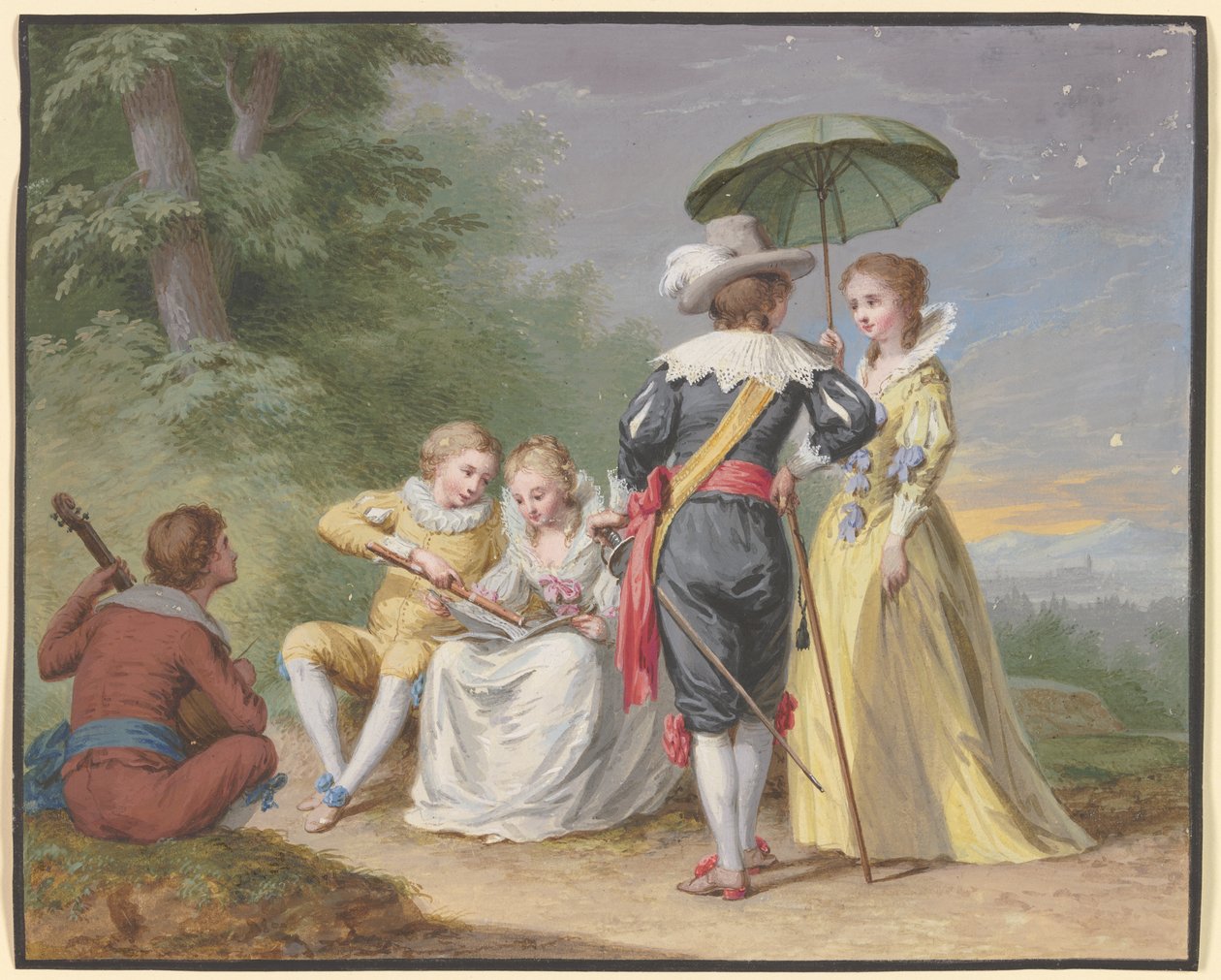 Musikalsk selskap ved skogkanten av Johann Friedrich August Tischbein