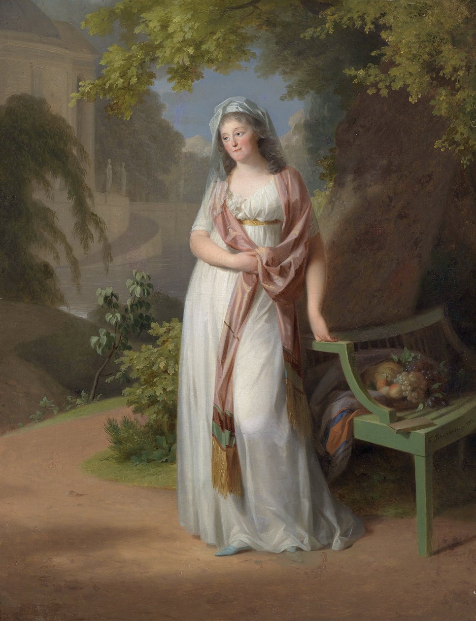 Portrett av markgrevin Luise von Anhalt-Dessau (Anhalt Dessau) (1750-1811) (Louise de Brandenburg Schwedt) av Tischbein, Johann Friedrich August (1750-1812). Olje på lerret, størrelse: 94x72 av Johann Friedrich August Tischbein