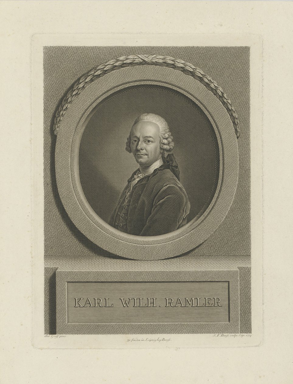 Portrett av Karl Wilhelm Ramler 1725-1798, 1774. av Johann Friedrich Bause