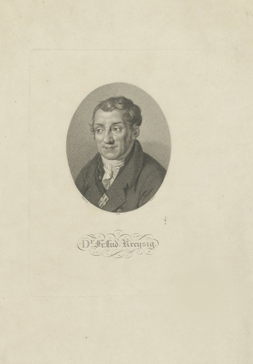 Portrett av Friedrich Ludwig Kreysig 1770-1839, 1826. av Johann Friedrich Bolt