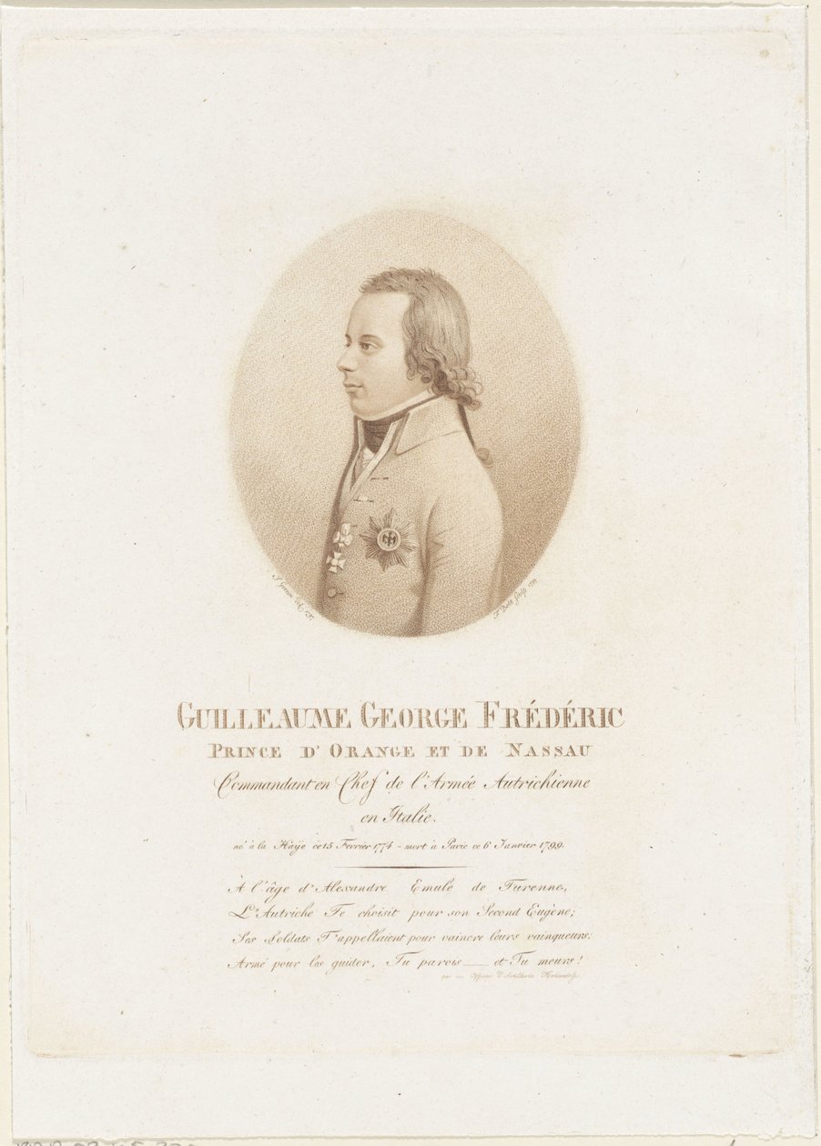Portrett av Frederik, Prins av Orange-Nassau av Johann Friedrich Bolt