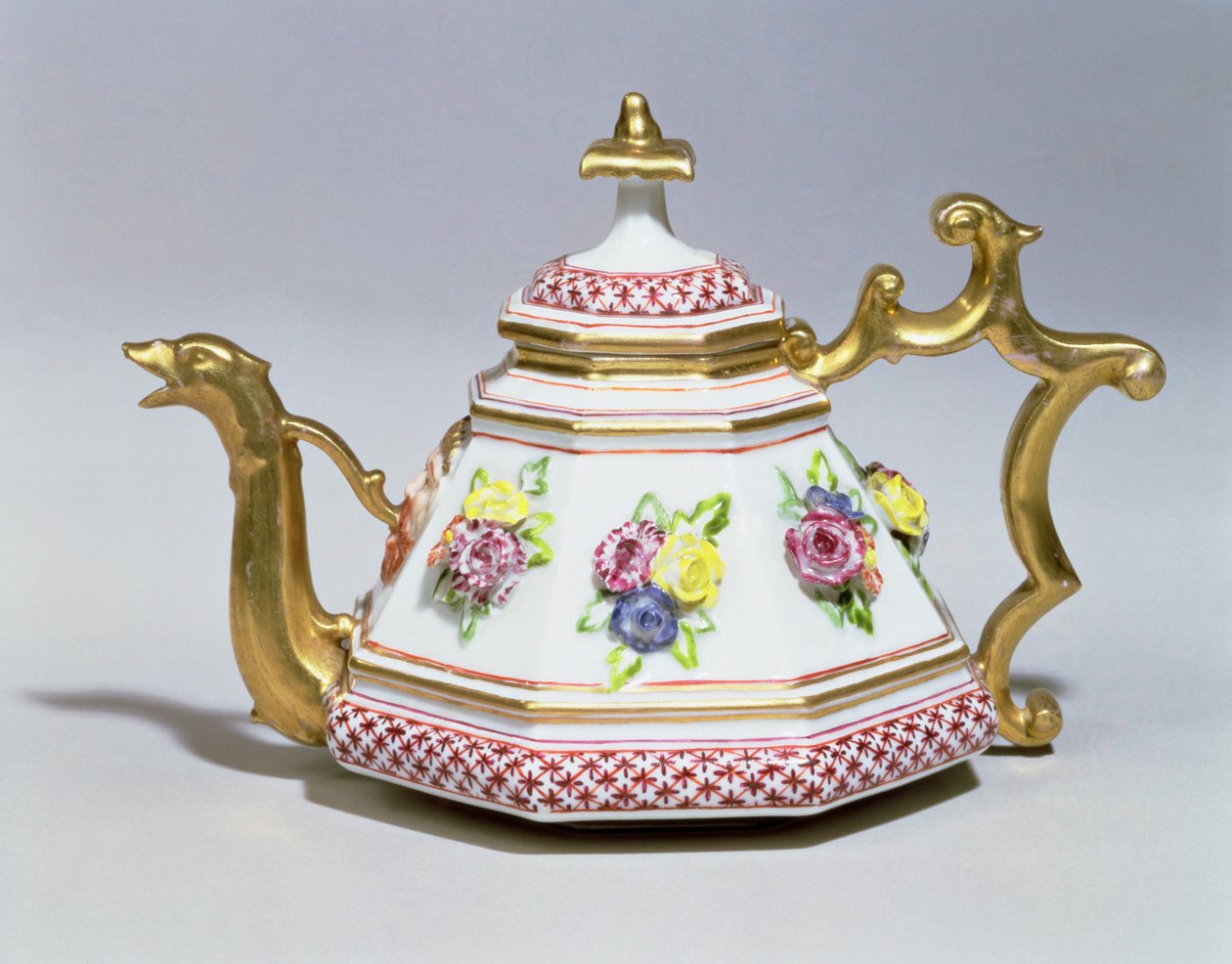 Meissen åttekantet tekanne, ca. 1718 porselen av Johann Friedrich Bottger