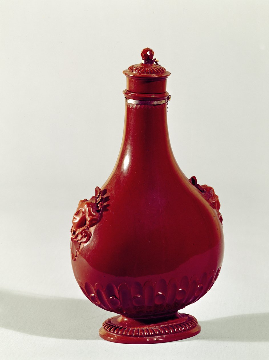 Pilgrimsflaske, Meissen, ca.1710 rødt steintøy av Johann Friedrich Bottger