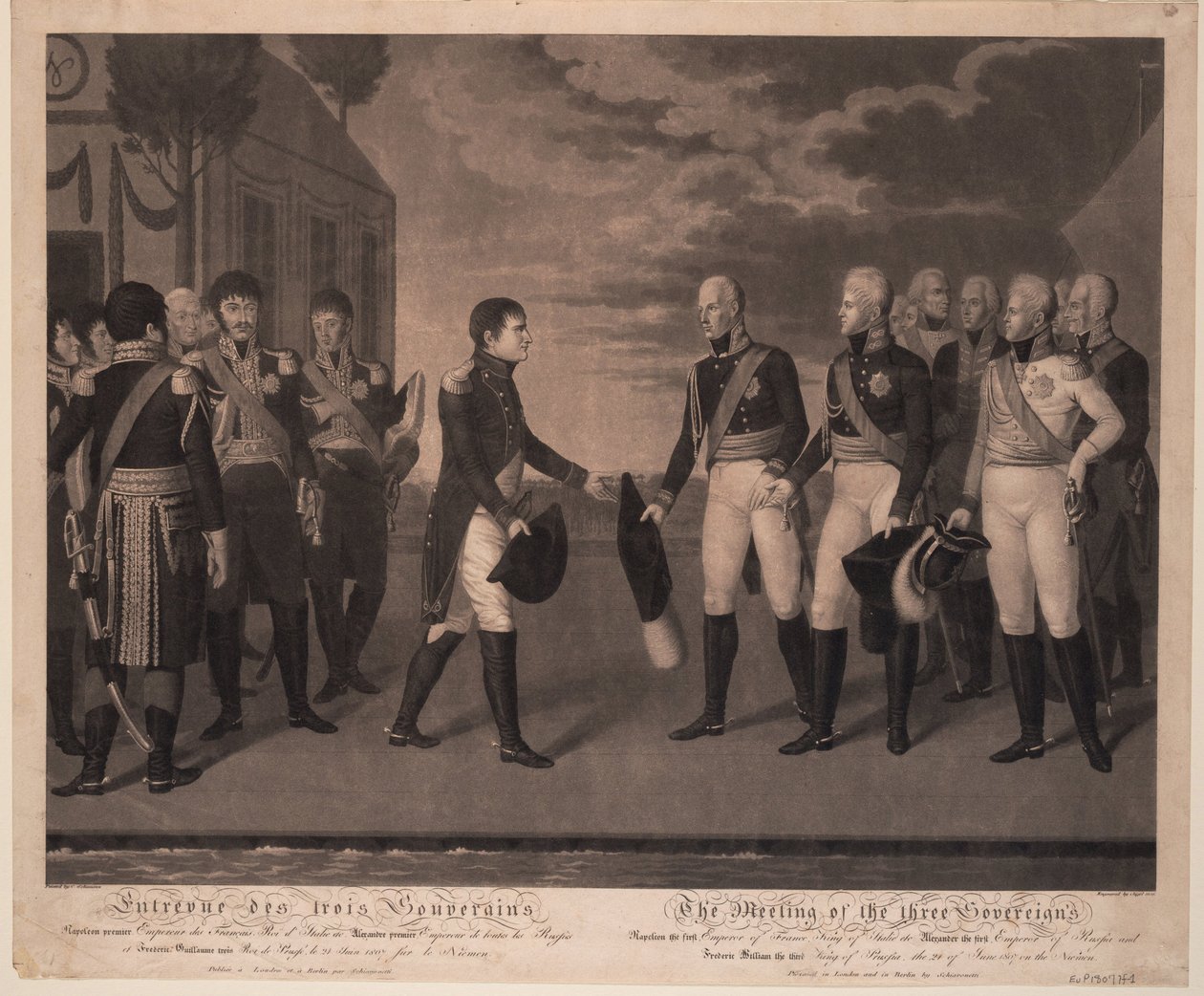 Tilsit møte med tre monarker i juli 1807, 1808 av Johann Friedrich Jügel