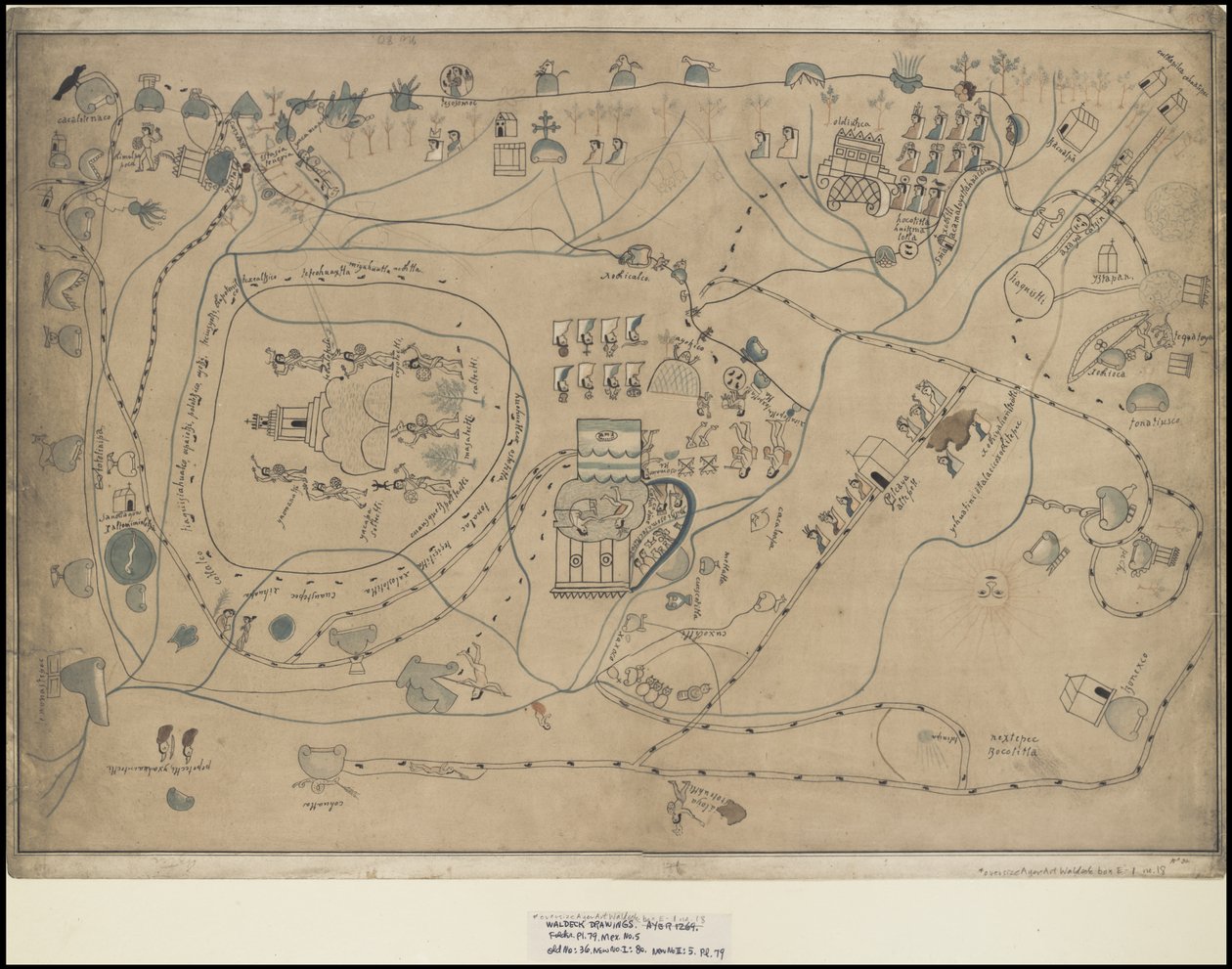 En samling av Waldecks originale kunstverk fra Mesoamerica, boks 18 av 22 av Johann Friedrich Maximilian von Waldeck