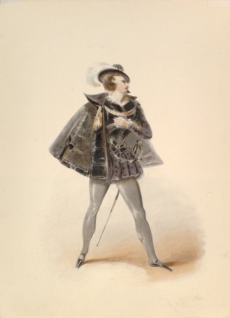 Costume Study for Belmonte in the Abduction from the Seraglio av W.A. Mozart, ca. 1830-50. av Johann Georg Christoph Fries