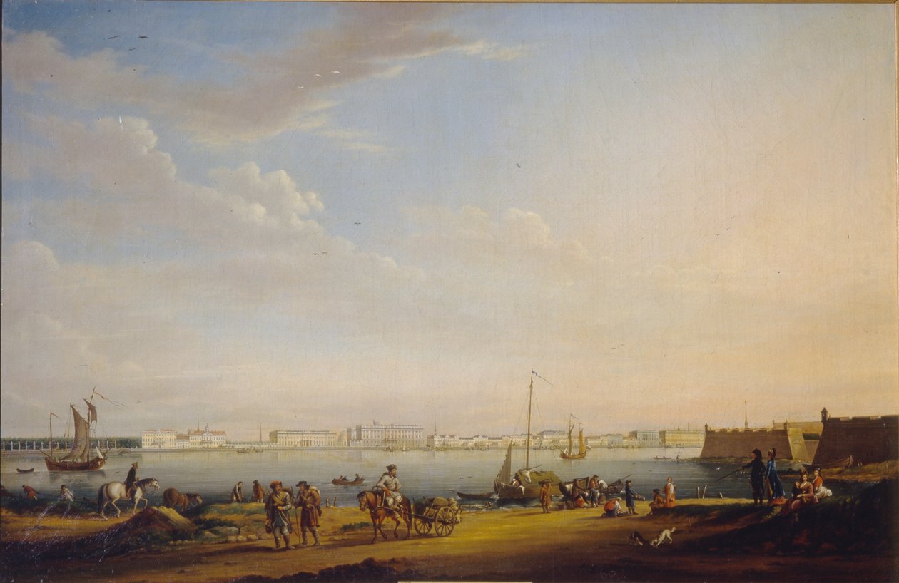 Utsikt over palassplassen og sommerhagen fra Petersburg-distriktet, ca. 1800 av Johann Georg Mayr