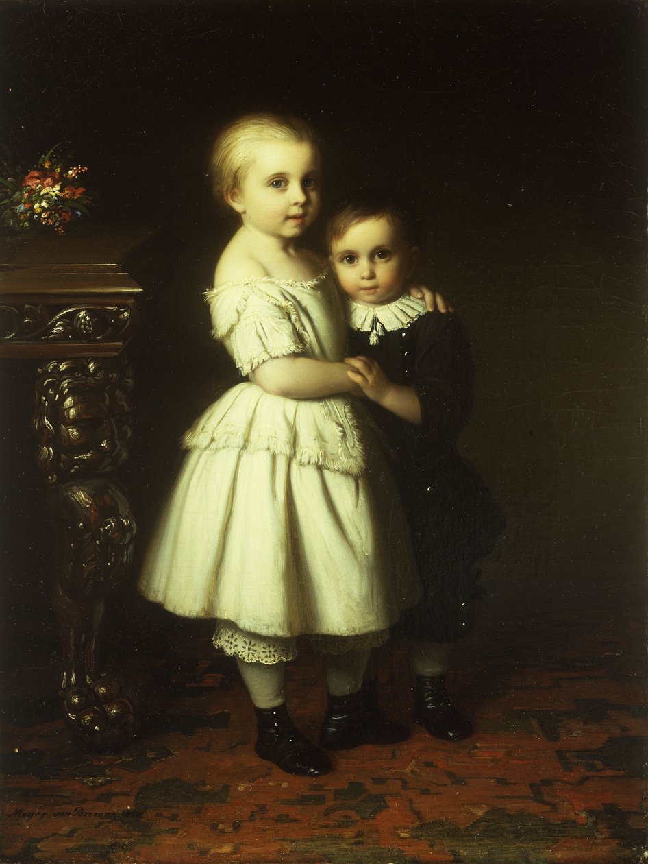 Søskenkjærlighet, 1858 av Johann Georg Meyer