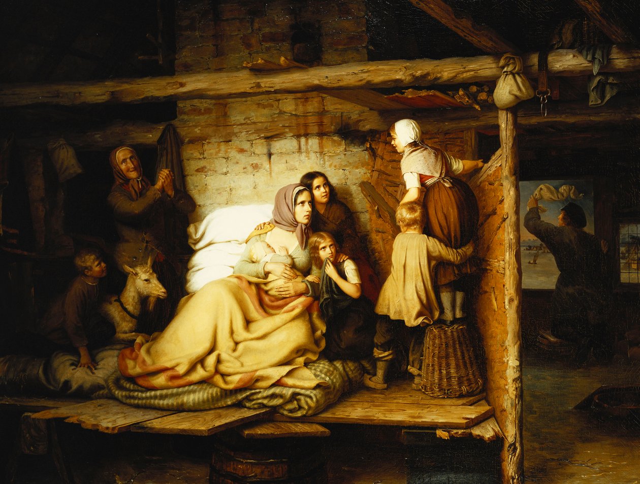 Flommen; Die Uberschwemmten, 1846 av Johann Georg Meyer