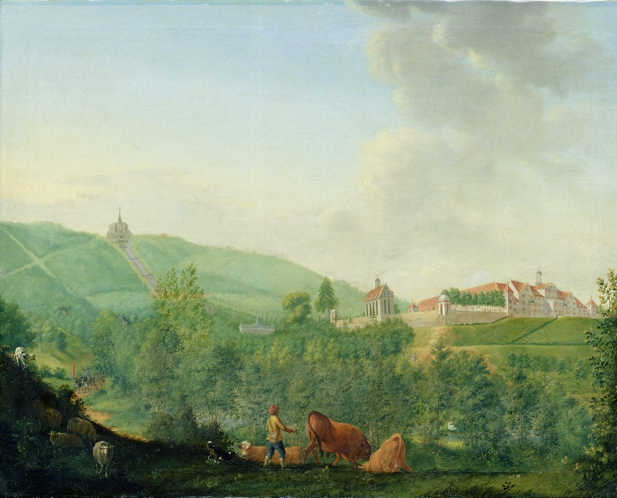 Weissenstein slott, nær Kassel (Wilhelmshoehe), 1778 av Johann Georg Pforr