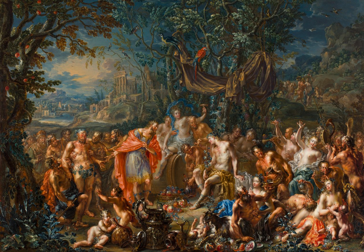 Bacchus og kong Midas av Johann Georg Platzer