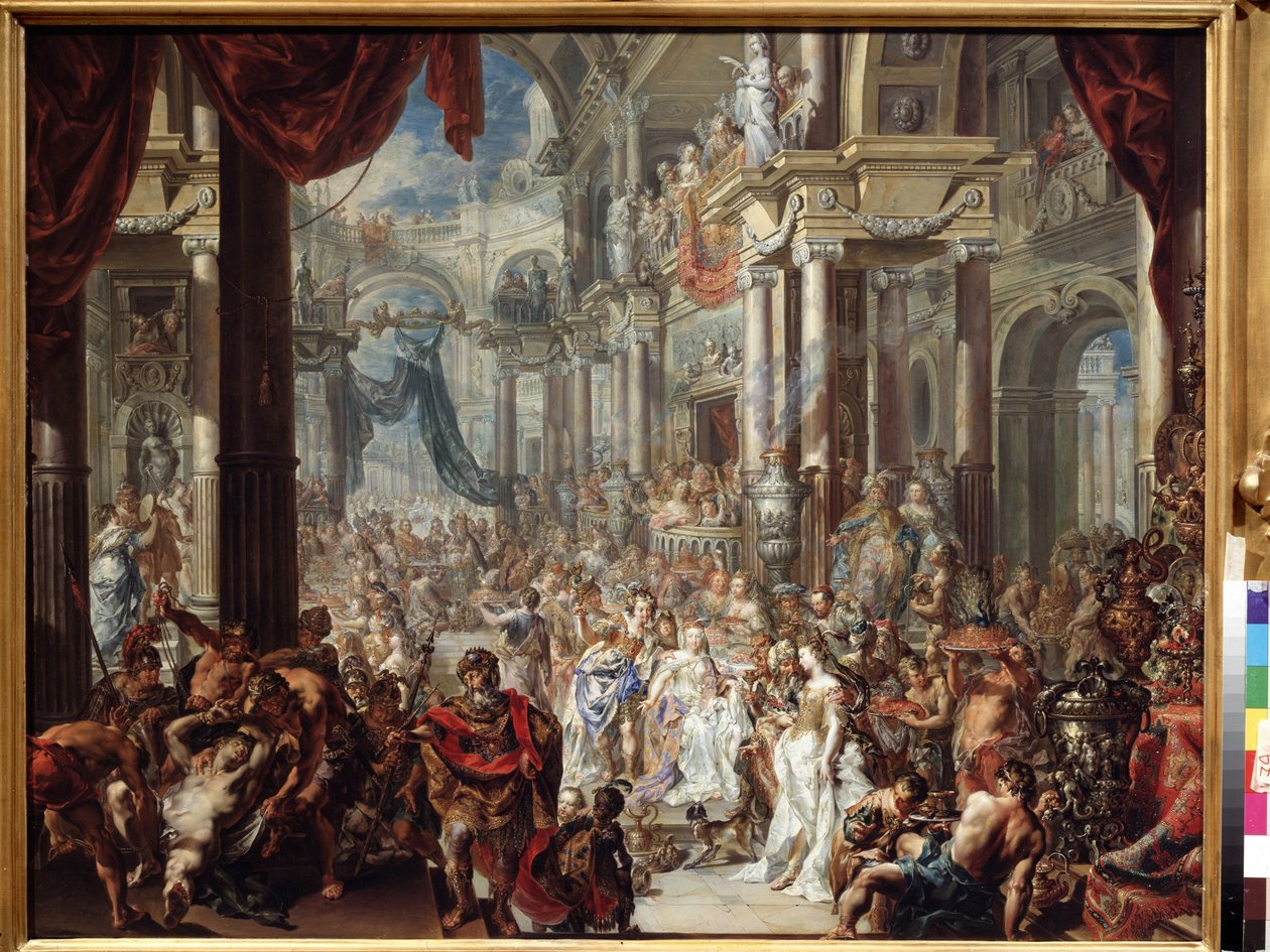 Lignelsen om bryllupsfesten. Lignelsen om bryllupsfesten. Maleri av Johann Georg Platzer (1704-1761) av Johann Georg Platzer