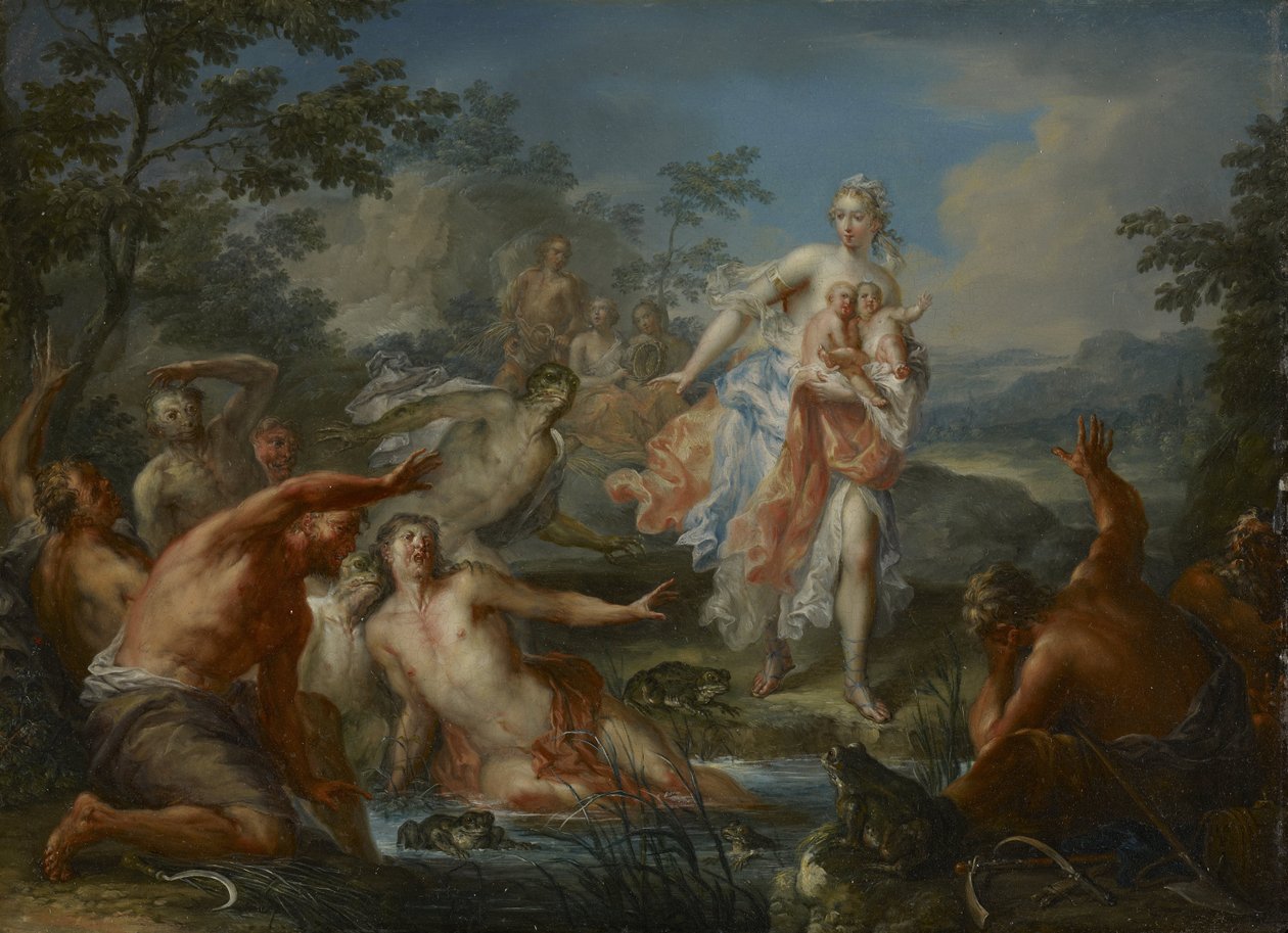 Latona gjør de lykiske bøndene til frosker av Johann Georg Platzer