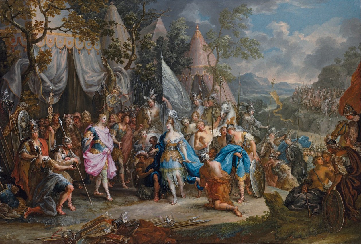 Amazonasdronningen, Thalestris, i leiren til Alexander den store av Johann Georg Platzer