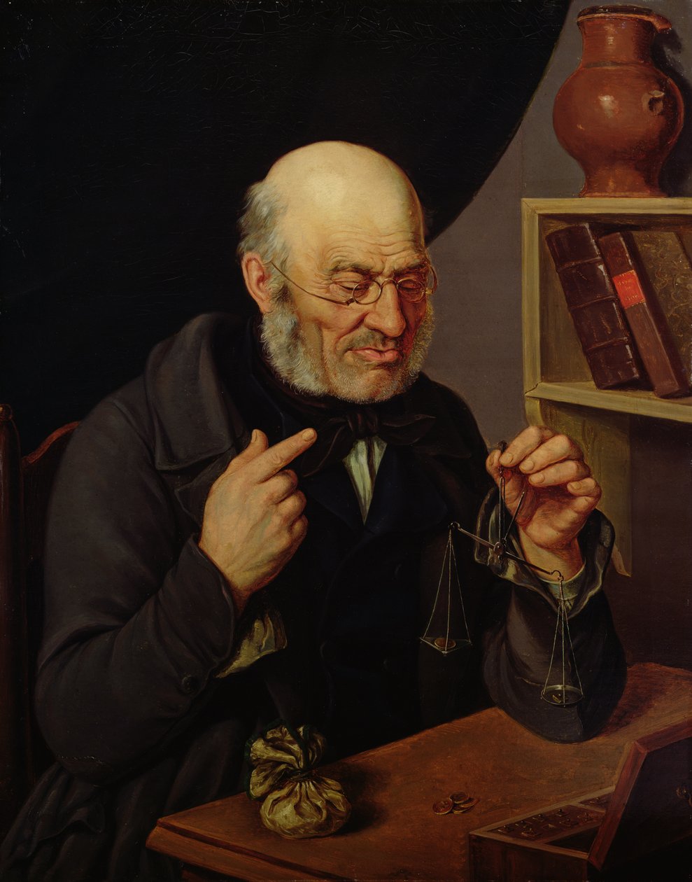 The Barchfeld Money Changer som veier mynter, ca. 1840-45 av Johann Georg Soemmer