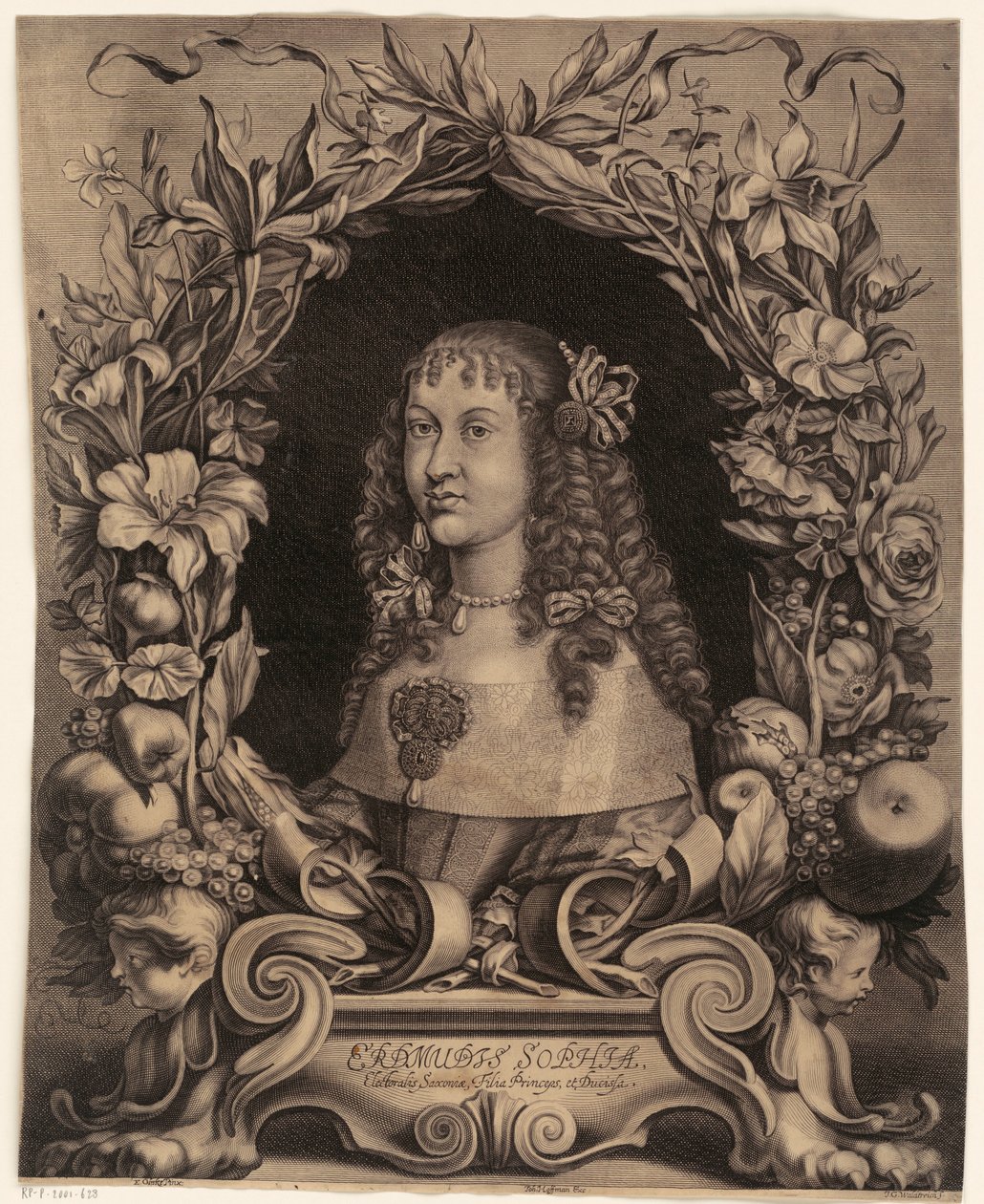 Portrett av Erdmuthe Sophia, markgrevin av Brandenburg-Bayreuth av Johann Georg Waldreich