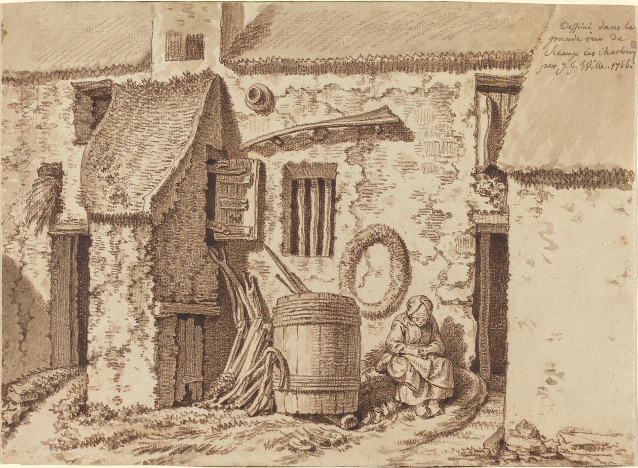 Et rustikk hus i Grand Rue ved Sceaux-Les-Chartreux av Johann Georg Wille