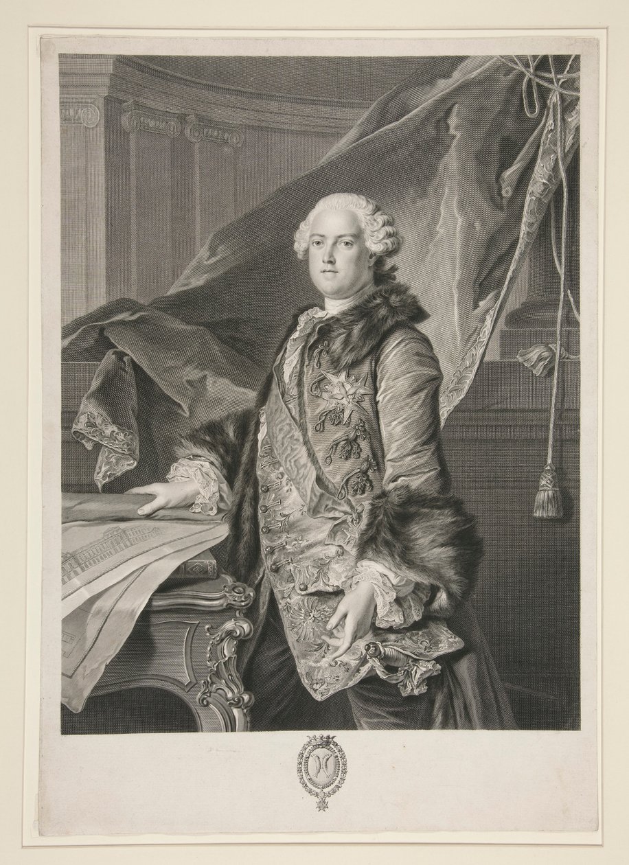 Portrett av Abel Francois Poisson de Vandi?res, markis av Marigny (1727-1781) av Johann Georg Wille