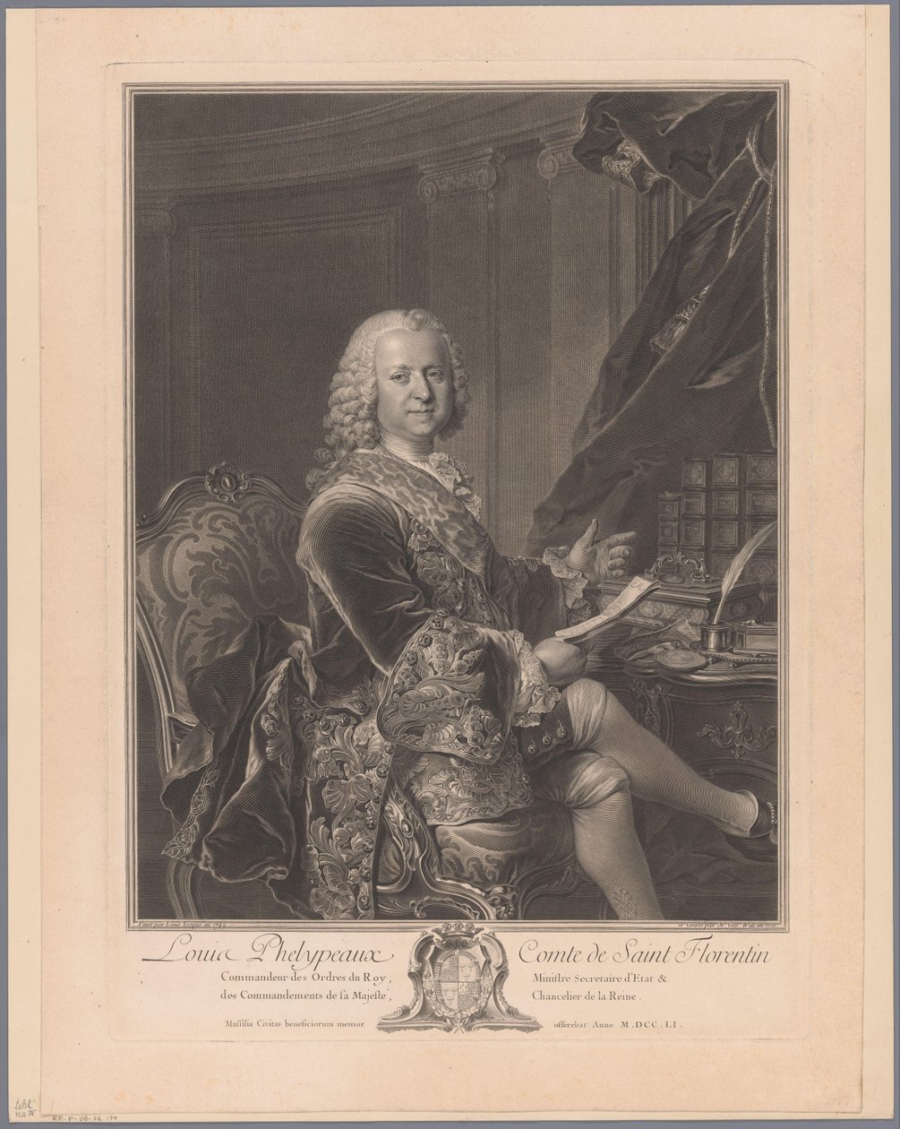 Portrett av Louis Phélypeaux de Saint-Florentin av Johann Georg Wille