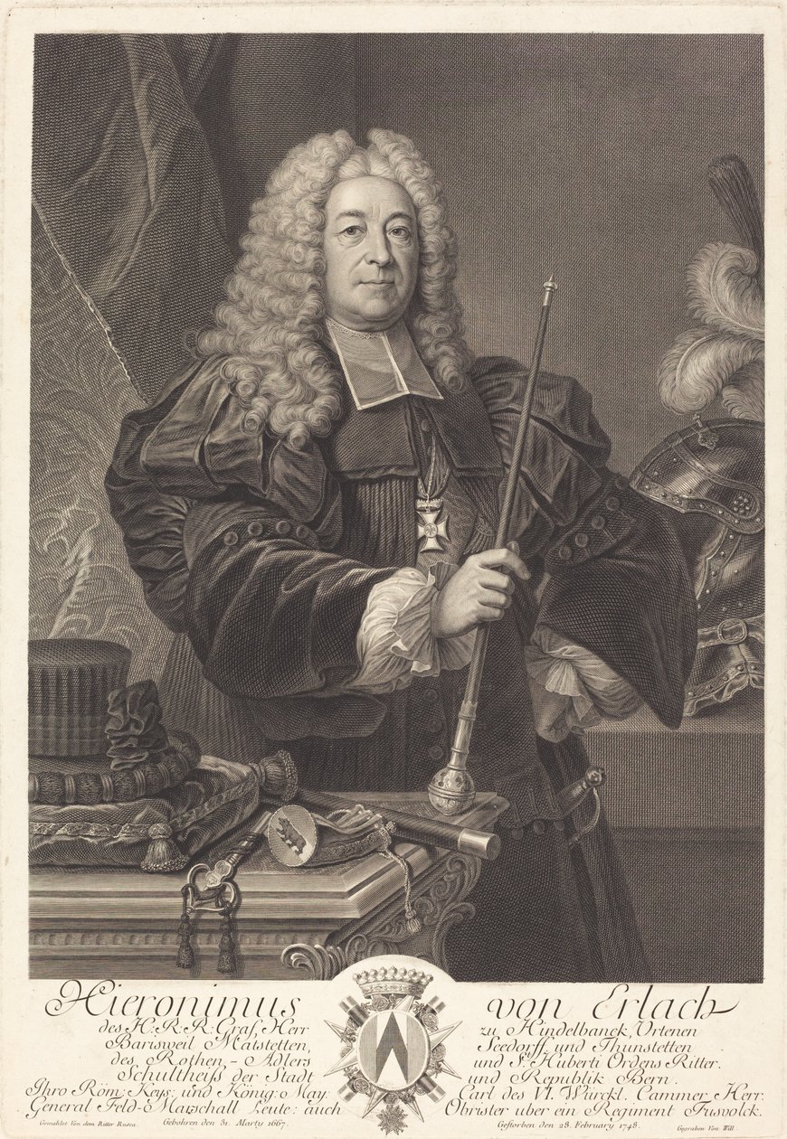 John av Erlach av Johann Georg Wille after Carlo Francesco Rusca, Cavalier