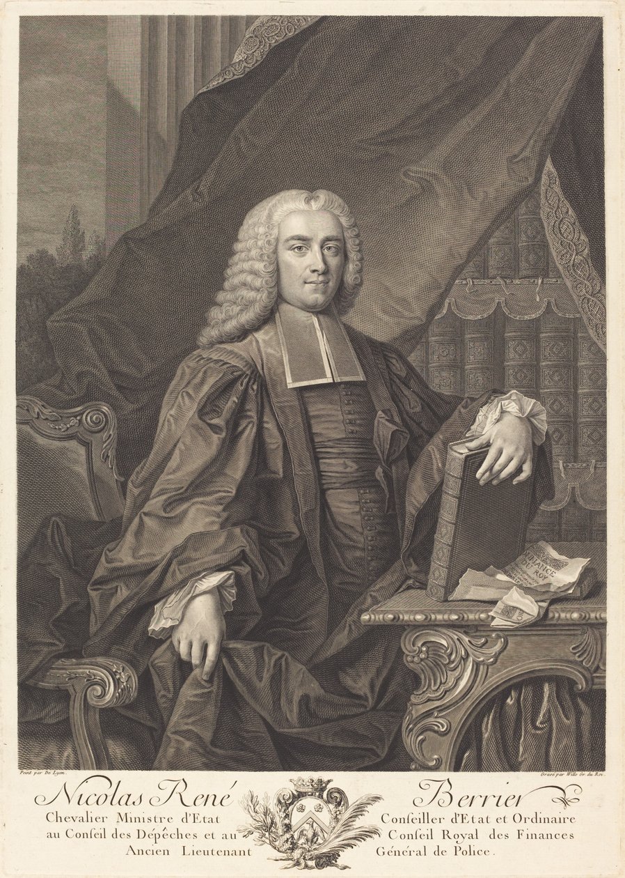 Nicolas Rene Berryer av Johann Georg Wille after Jean François Delyen