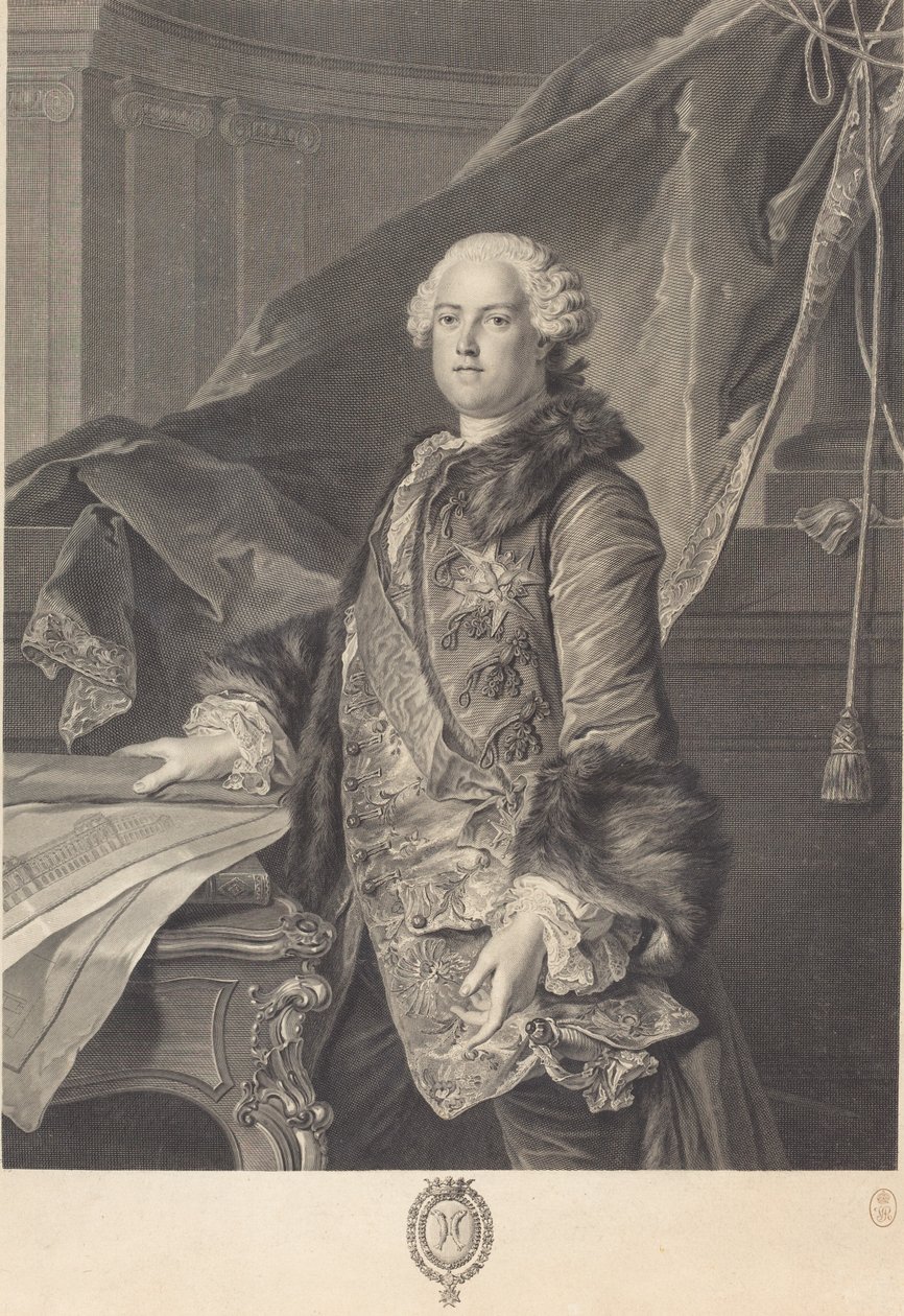 Markis av Marigny av Johann Georg Wille after Louis Tocqué