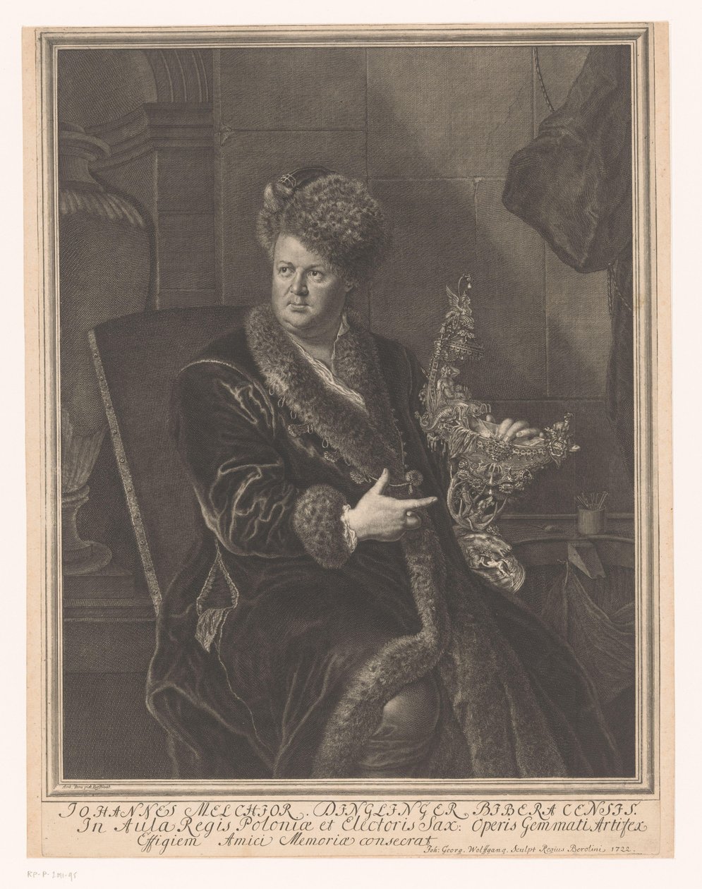 Portrett av gullsmed Johann Melchior Dinglinger av Johann Georg Wolffgang