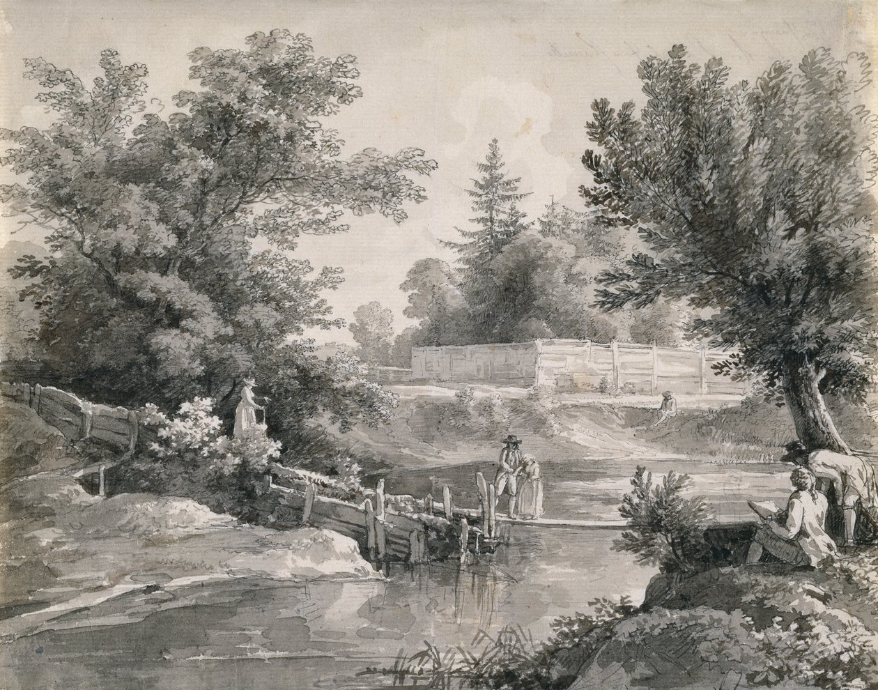Ved Hirschanger i Den engelske hagen av Johann Georg von Dillis
