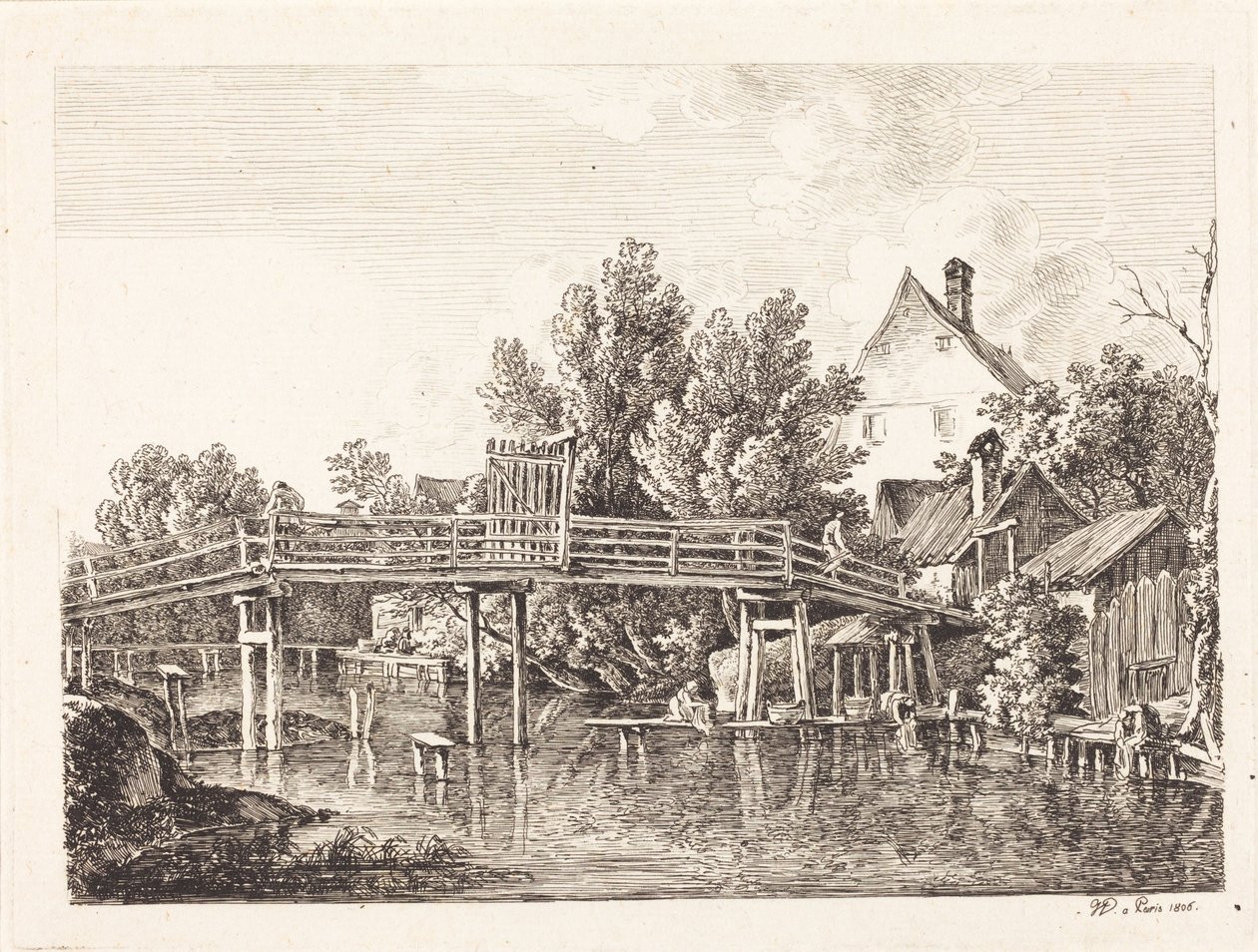 Den lille gangbroen over Isar av Johann Georg von Dillis