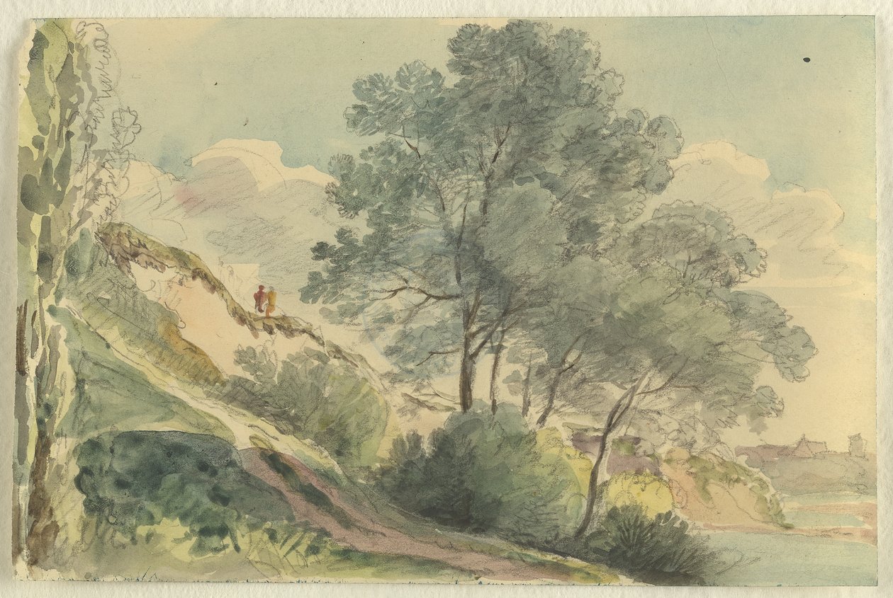 Isar-skråning med trær av Johann Georg von Dillis