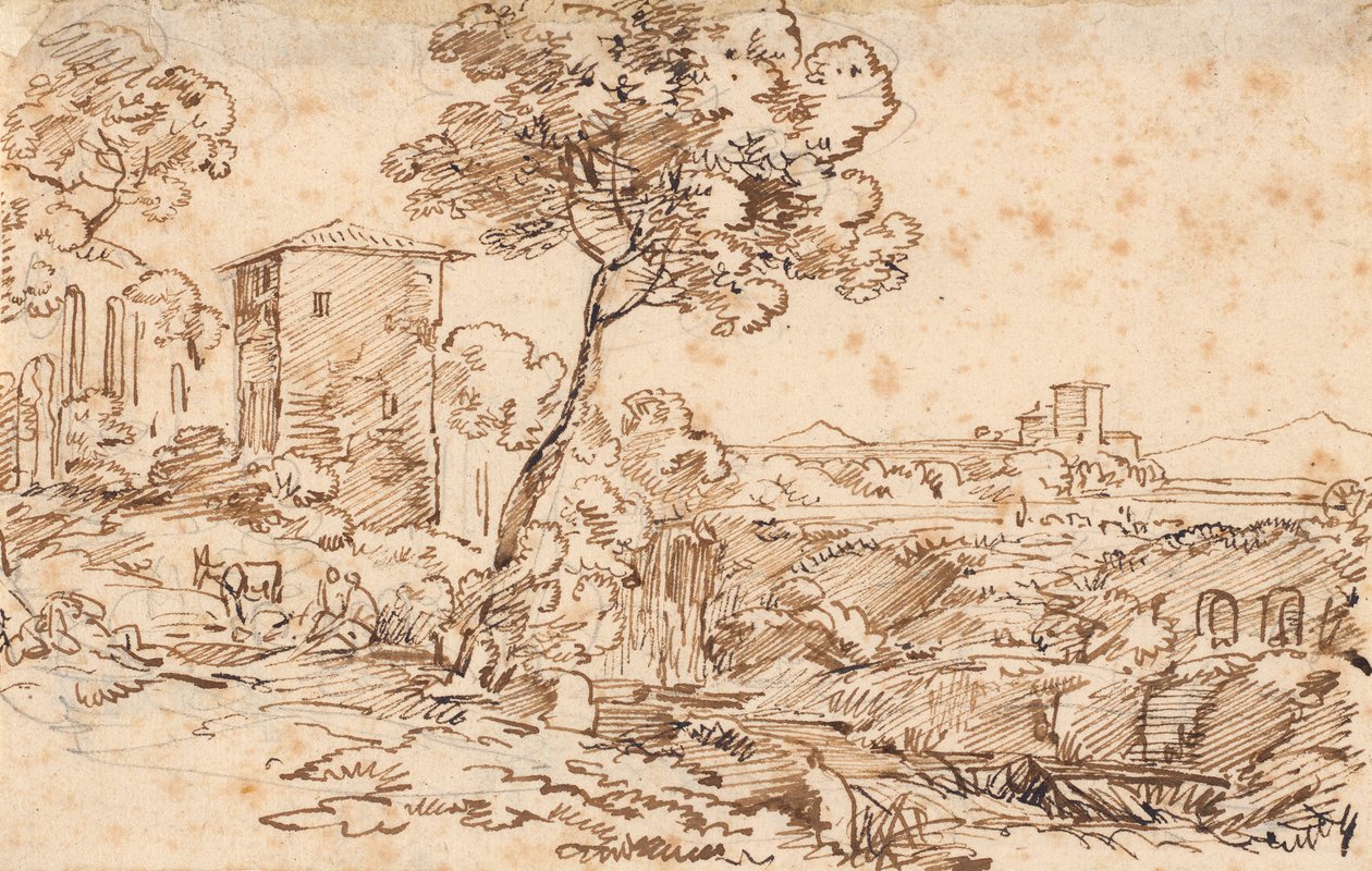 Italiensk landskap av Johann Georg von Dillis