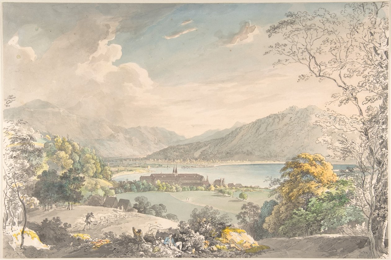 Utsikt over klosteret i Tegernsee sett fra nordøst av Johann Georg von Dillis