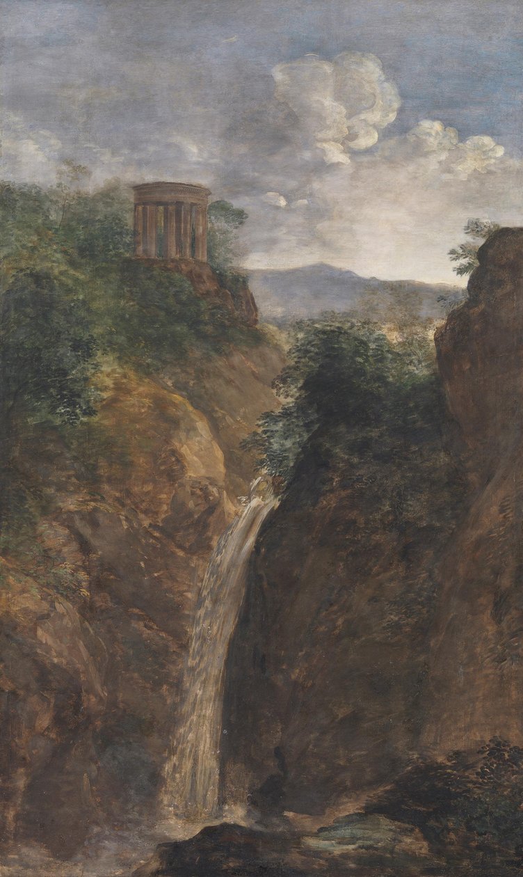 Foss og rundtempel ved Tivoli av Johann Georg von Dillis