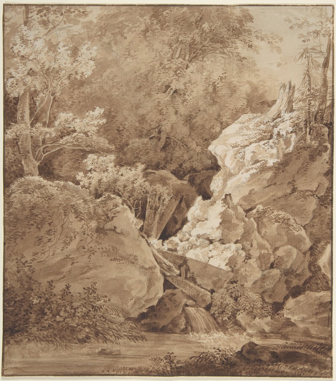 Skogscene med fjellbekk av Johann Georg von Dillis