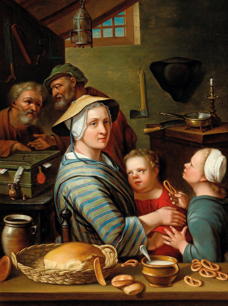 Et kjøkkeninteriør med figurer, andre halvdel av 1700-tallet.. av Johann Gerlach Lambert