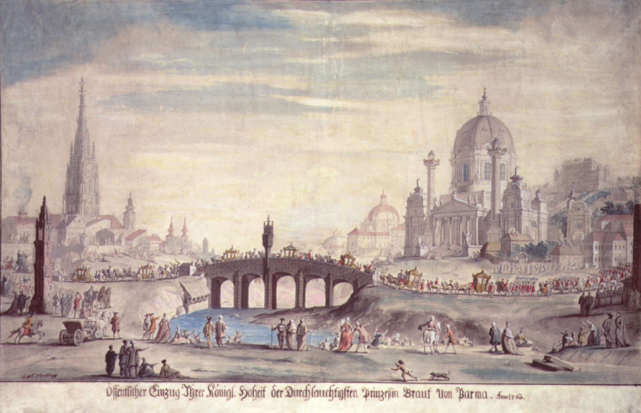 Offentlig opptreden av Hennes Kongelige Høyhet Prinsesse Isabella av Parma, kone til Joseph II av Østerrike (1741-90), 1760 av Johann Gfall