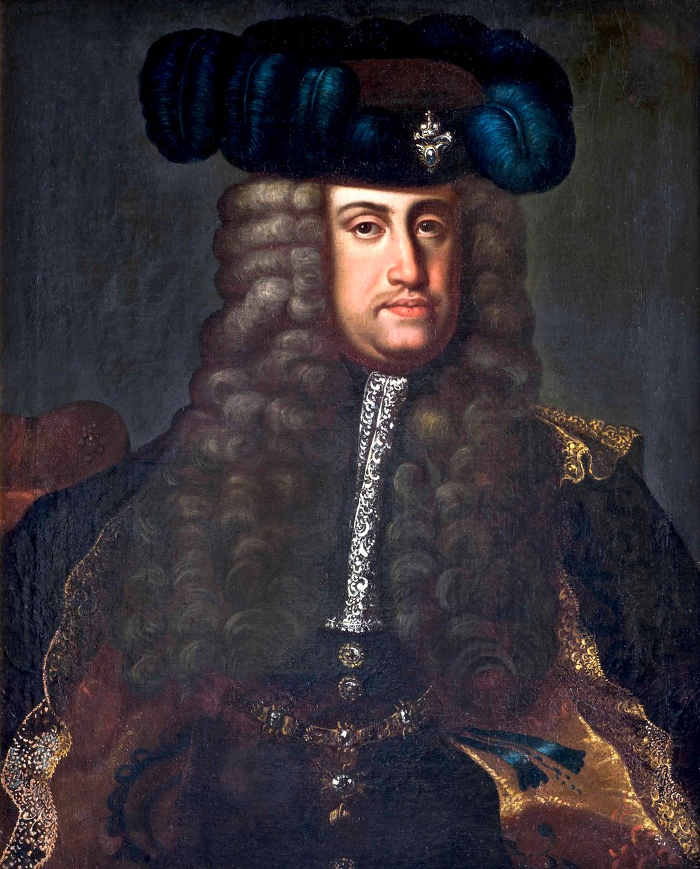 Romersk keiser Karl (Karl III av Habsburg) - Portrett av Karl VI (1685-1740), den hellige romerske keiseren, av Auerbach, Johann Gottfried (1697-1753). olje på lerret av Johann Gottfried Auerbach